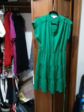 Monteau Emerald Green Cap Sleeved Mid Dress Polyester XL